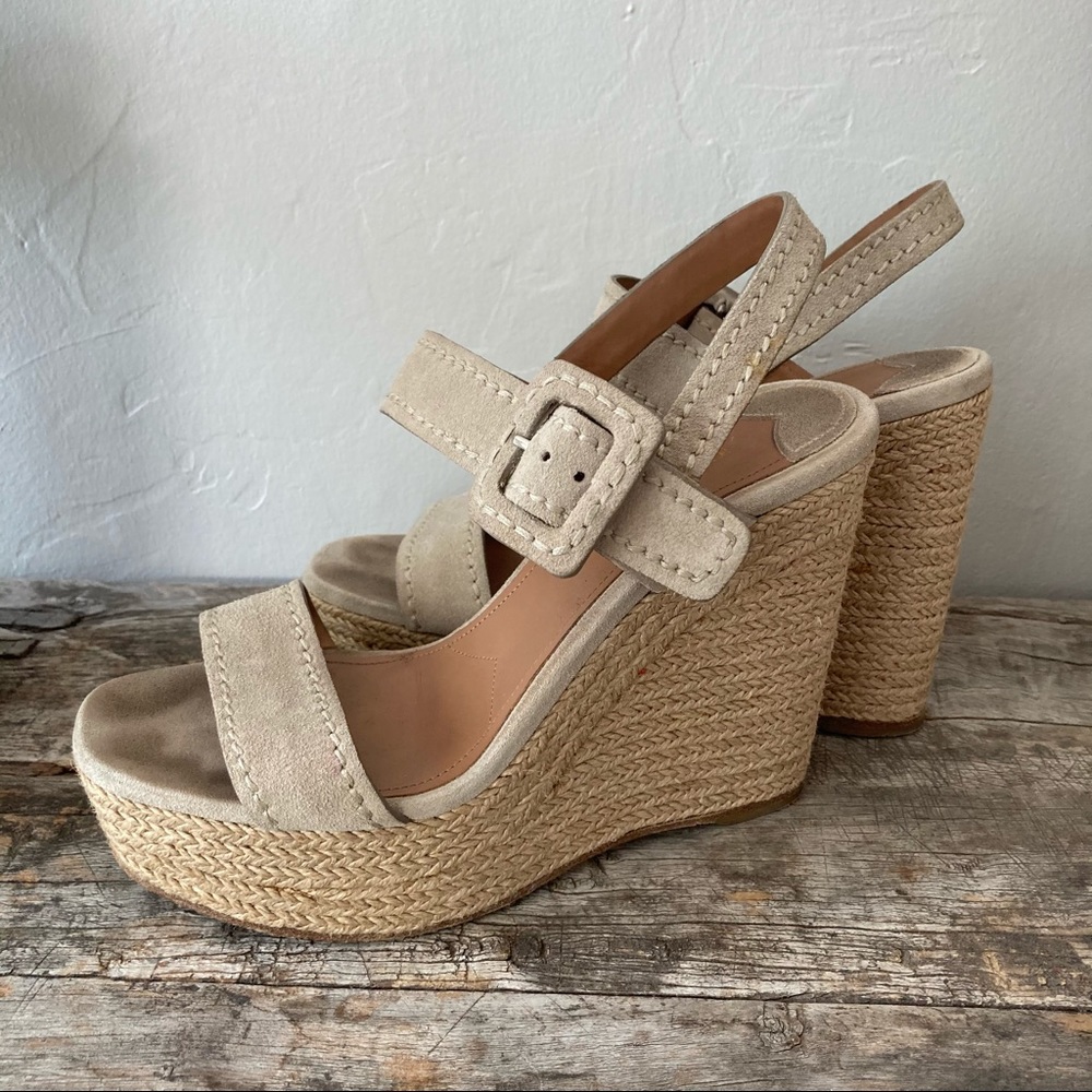 Prada Tan Suede Big Buckle Espadrilles 36.5